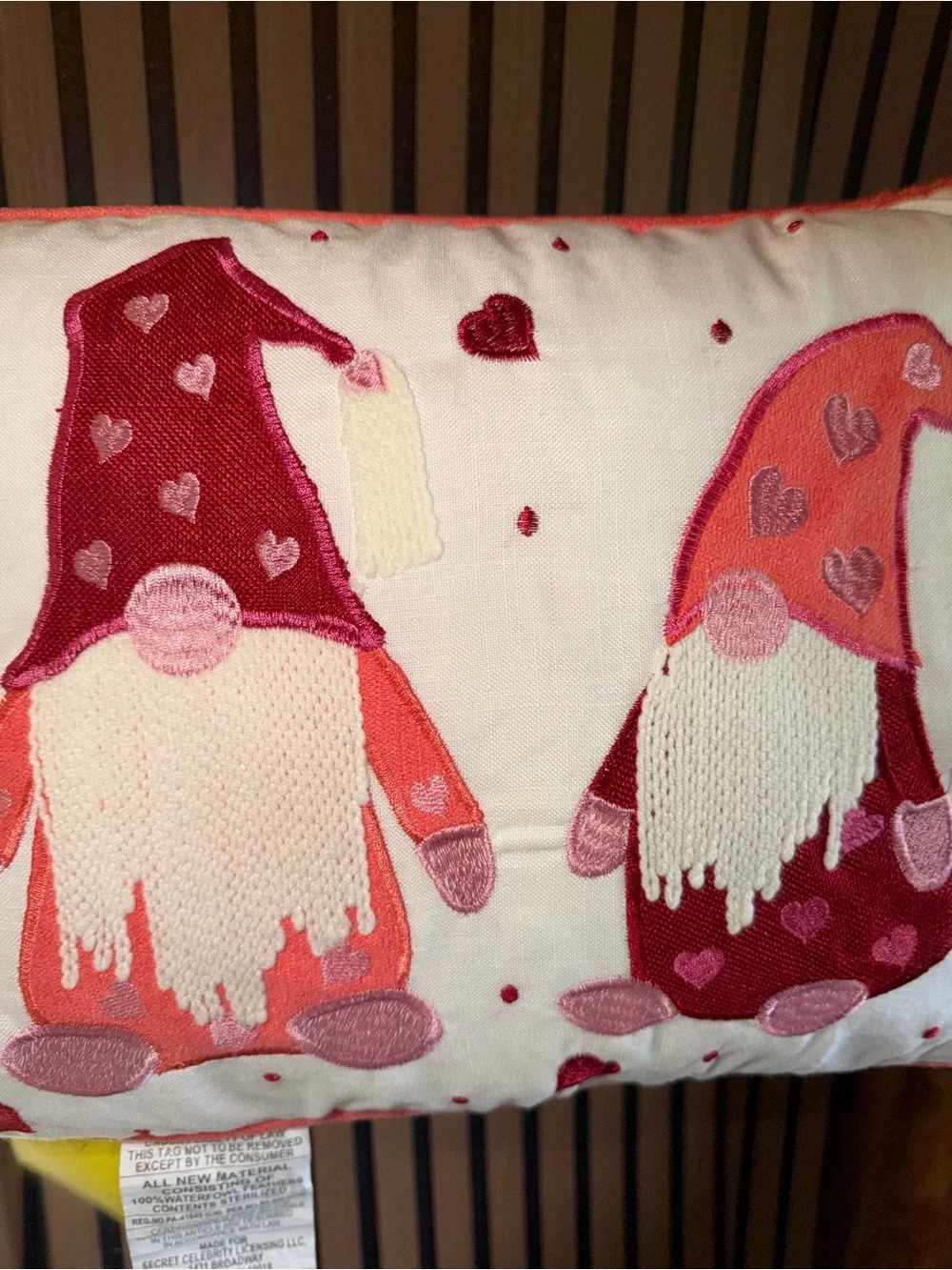 Valentine Gnome Decorative Throw Pillow - Pink and Red